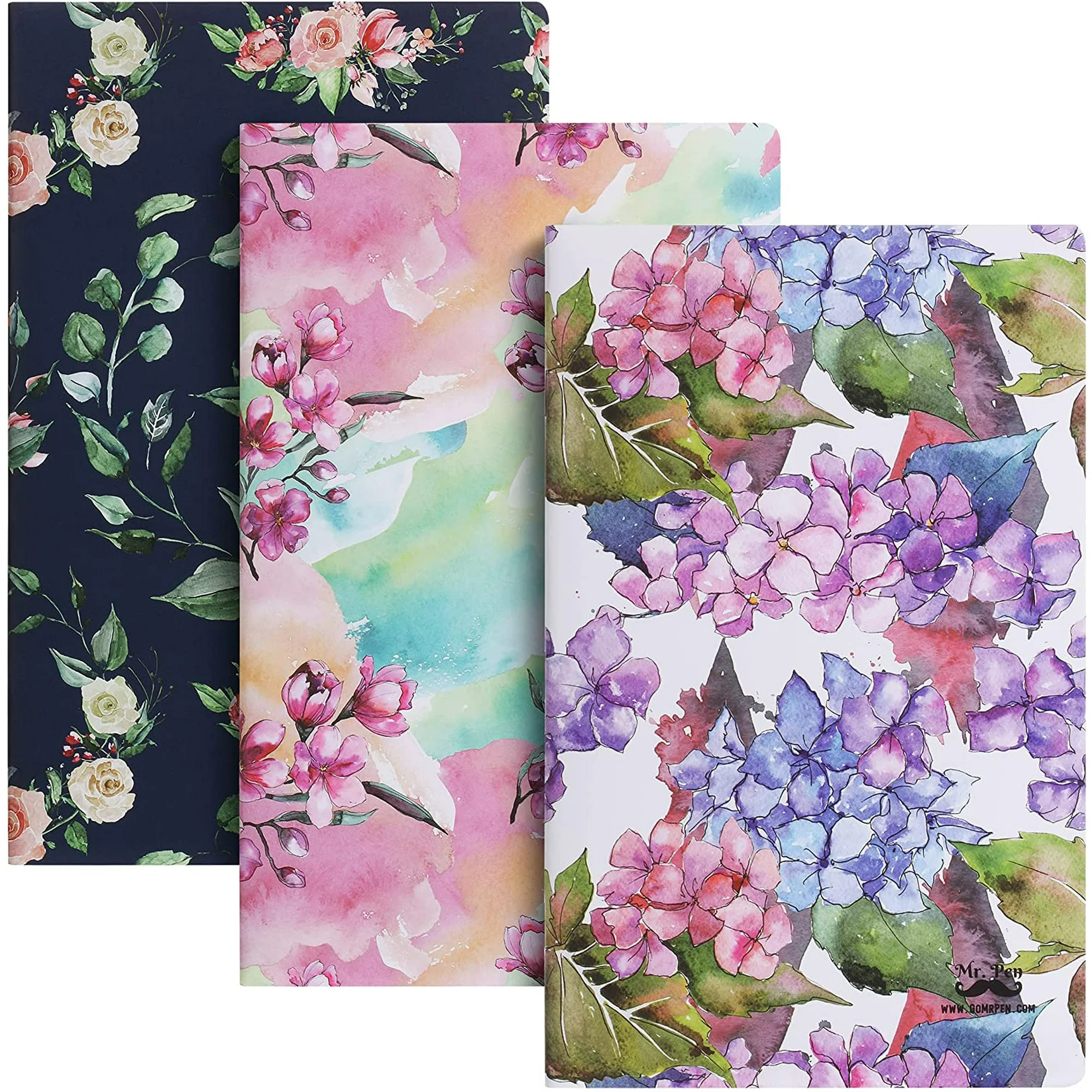 Mr. Pen- Floral Pocket Notebook, 3 pc, 5”X8”, Soft Cover, Pocket Notebook, Small Notebooks